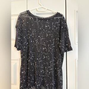 Women’s Black Star Print Short Sleeve Top